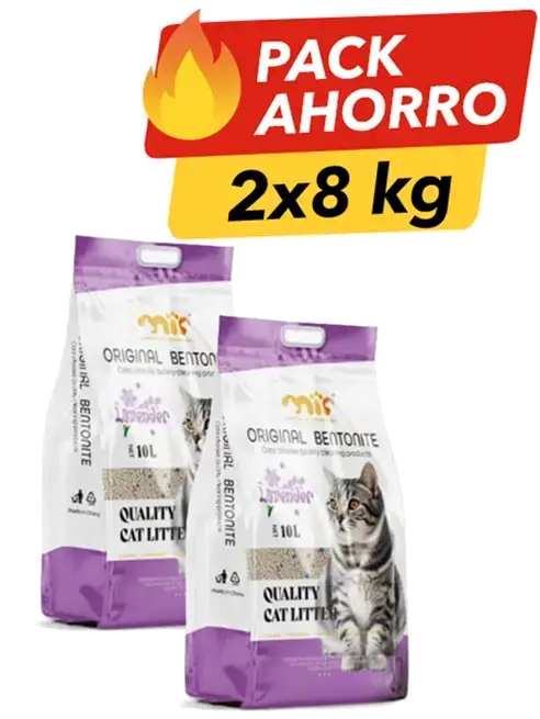 Pack ahorro 2×8 kg (16 kg) Arena MIP, aroma lavanda, precio oferta $11.990