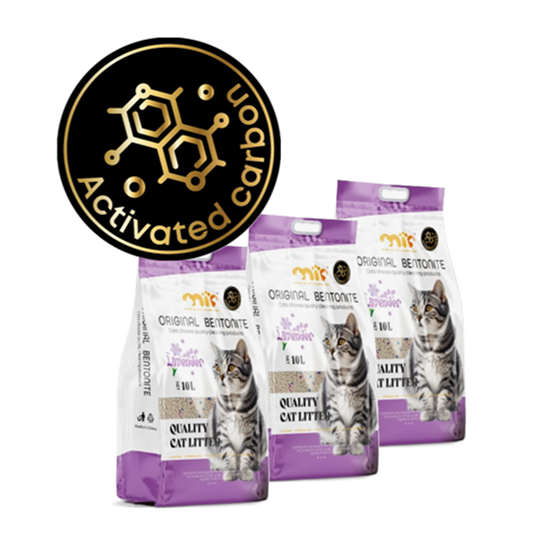 Arena Sanitaria MIP Lavanda 24kg | Bentonita Aglutinante con Carbón Activo